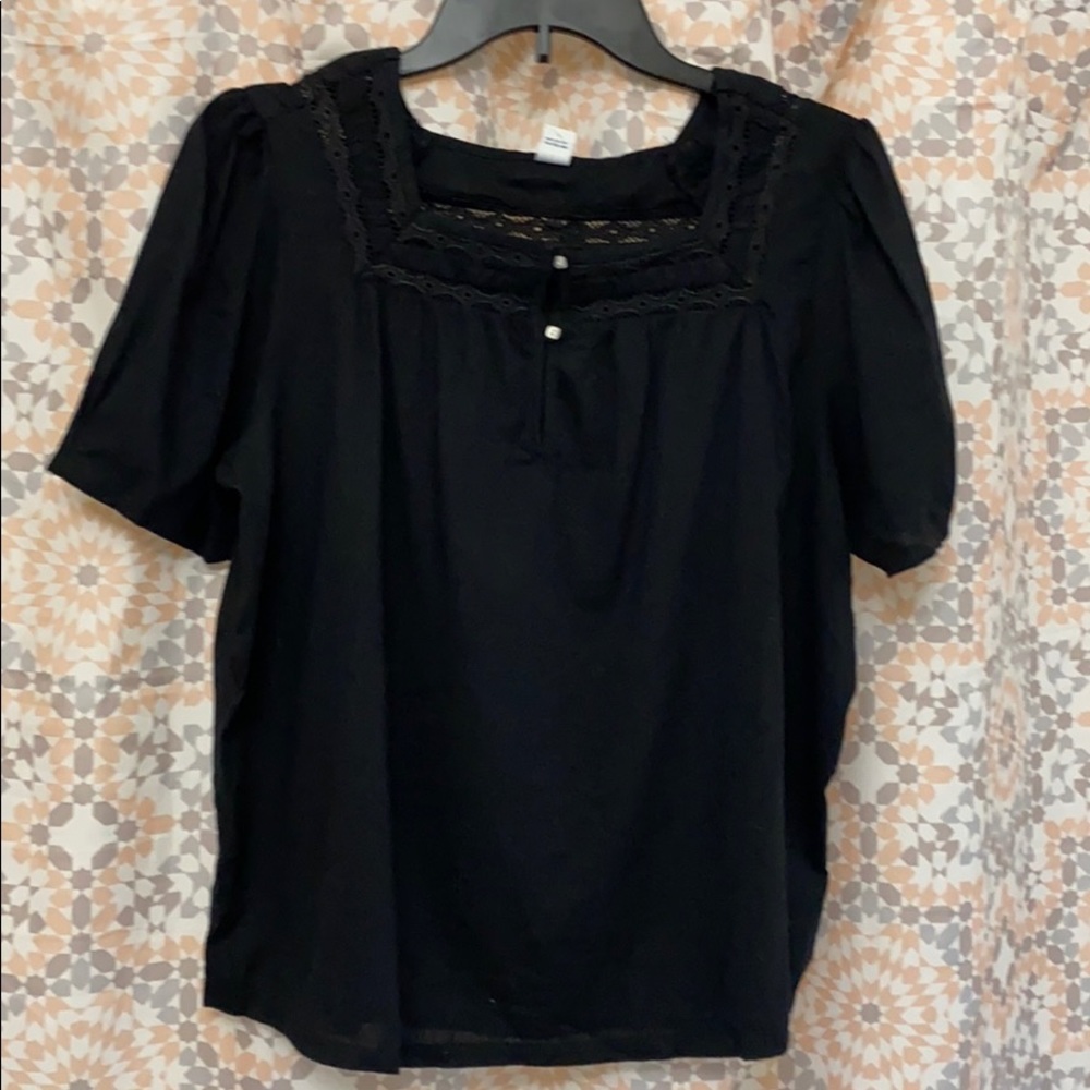 Black cotton/rayon blouse